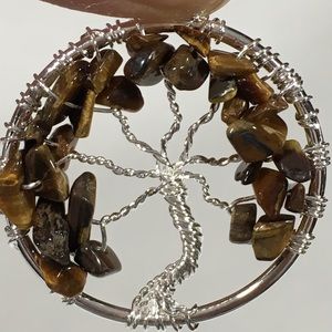 Tiger's Eye Tree of Life Pendant - natural stones